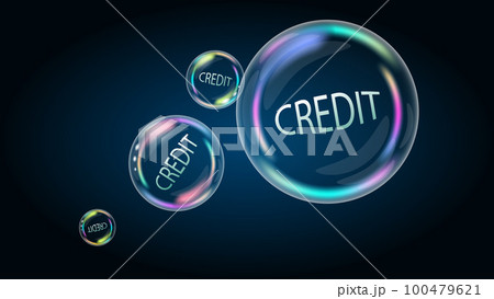 Credit system in the soap bubble. System will burst soon and destroyed. Vector EPS10. 100479621