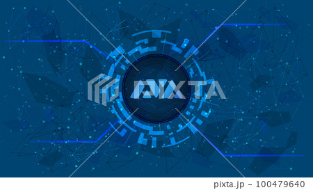 Avalanche AVAX token symbol of the DeFi project in digital circle with cryptocurrency theme on blue background. Cryptocurrency coin icon. Decentralized finance programs. Vector illustration. 100479640
