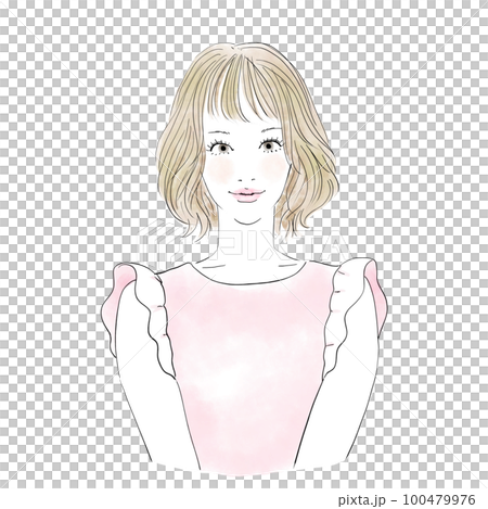 beautiful woman with medium hair 100479976