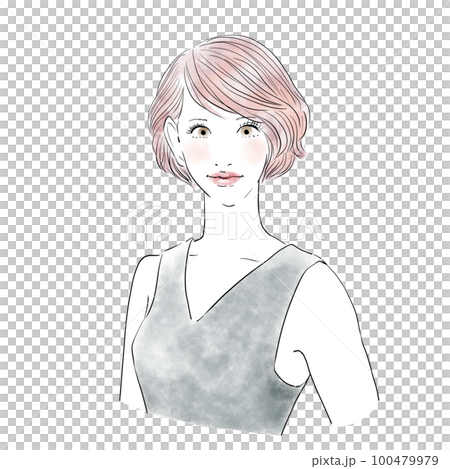 beautiful woman with short hair 100479979