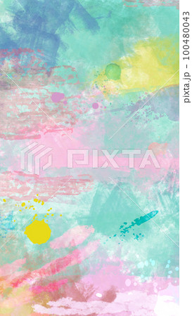 パステルカラーの抽象画の背景イラスト 縦長のイラスト素材 [100480043