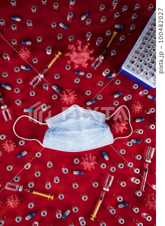 Mask and corona virus protection isolated, pandemic background 100482027