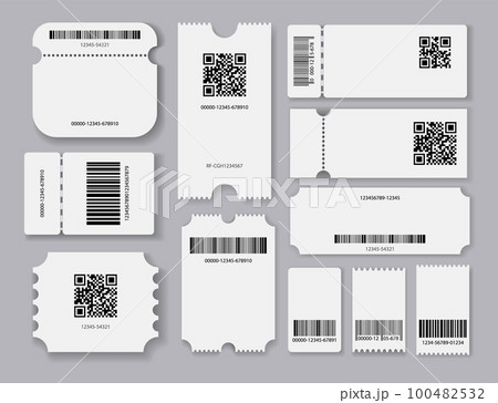 Empty tickets template. Set blank concert ticket, lottery coupons. Event coupon or cinema movie theater cards. Festival or circus paper empty flyers. Vector isolated illustration Empty tickets template. Set blank concert ticket, lottery coupons. Event coupon or cinema movie theater cards. Festival or circus paper empty flyers. Vector isolated illustration 100482532