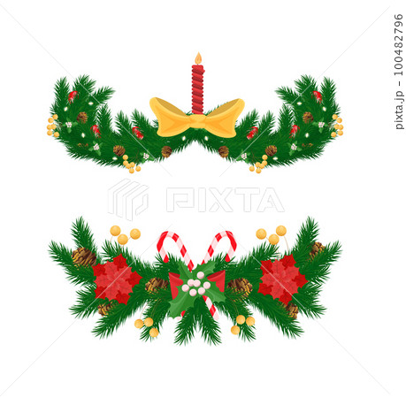 Spruce Tree Branches, Burning Candle Decorated Bow Spruce Tree Branches, Burning Candle Decorated Bow 100482796