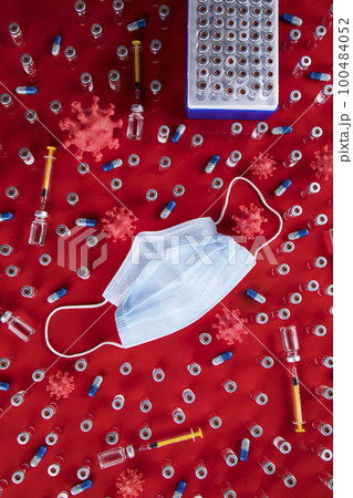 Mask and corona virus protection isolated, pandemic background Mask and corona virus protection isolated, pandemic background 100484052