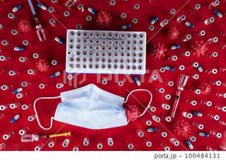 Mask and corona virus protection isolated, pandemic background 100484131
