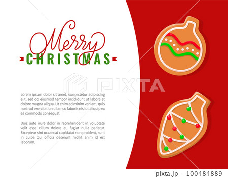 Greeting Card Gingerbread of Christmas Ball Vector 100484889