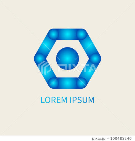 Hexagon blue gradient logo 100485240