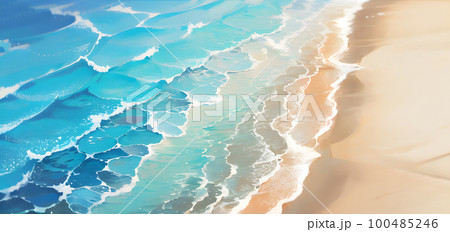 青い海と波打ち際のイラスト 100485246