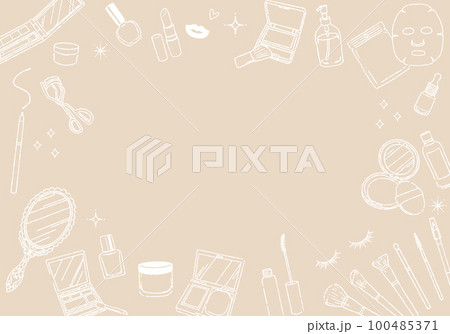 コスメ　イラストフレーム　手描き線画 100485371
