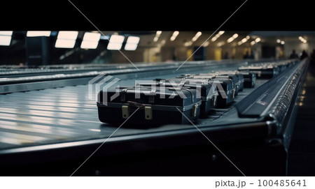 transport belt for luggage at the airport.generative AI transport belt for luggage at the airport.generative AI 100485641
