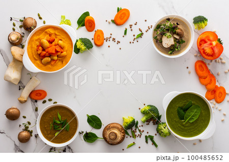 Various healthy soups Various healthy soups 100485652