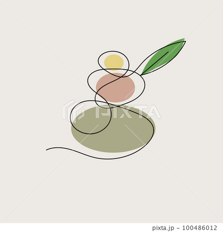 Stack of stones logo, zen buddhism, meditation icon 100486012