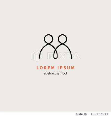 People linked in chain abstract line logo, business icon 100486013