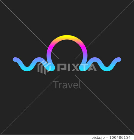 Minimal sun and sea gemetric logo 100486154