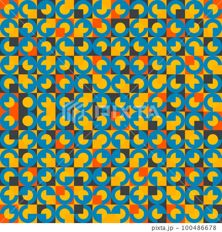 Seamless pattern in retro bauhaus style with circles Seamless pattern in retro bauhaus style with circles 100486678