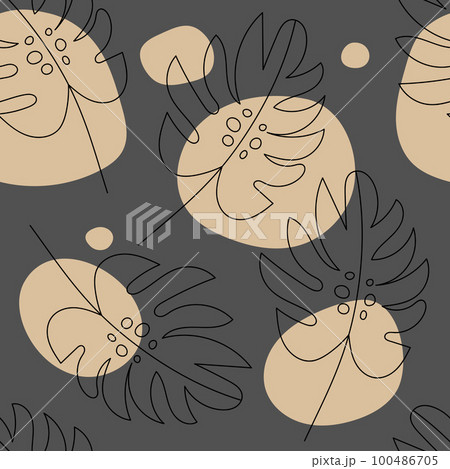 Monstera leaves seamless trendy modern boho pattern Monstera leaves seamless trendy modern boho pattern 100486705