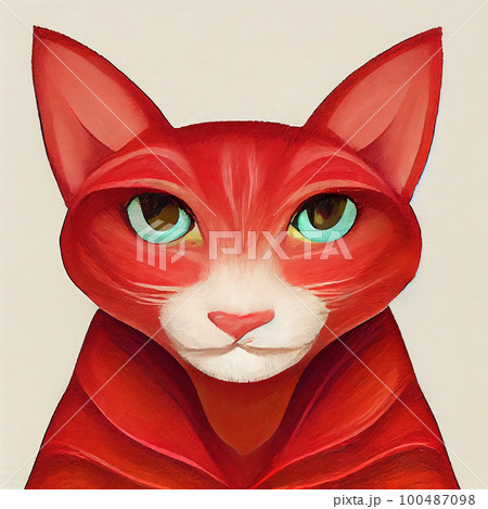 Stylized portrait of a red cat. Painting imitation. Digital illustration. AI-generated 100487098