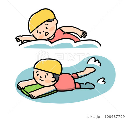 プールで泳ぐ女の子 ビート板 クロール プールで泳ぐ女の子 ビート板 クロール 100487799