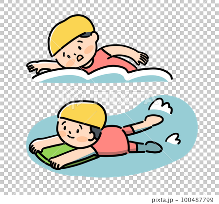 プールで泳ぐ女の子 ビート板 クロール プールで泳ぐ女の子 ビート板 クロール 100487799