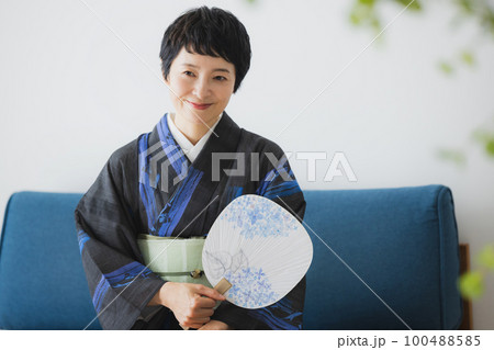 黒い夏の小紋 薄物 リビング 黒い夏の小紋 薄物 リビング 100488585