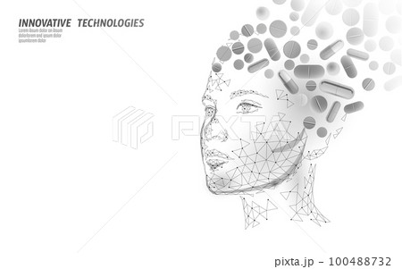 3D human mind mental health. Mood support drug therapy medical care. Psychologist coach session solution medicine science banner vector illustration 100488732