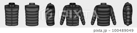 Realistic set of puffer jacket and vest mockups 100489049