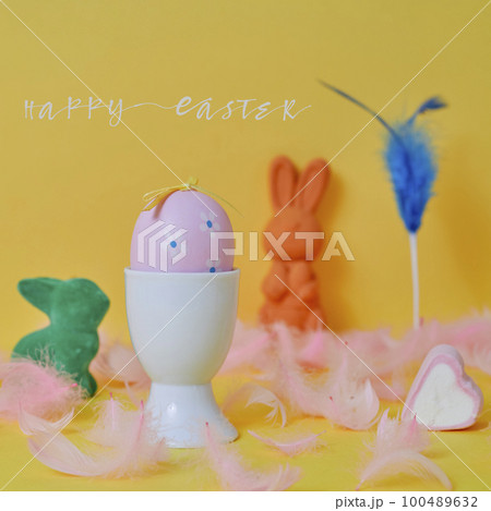 easter egg, bunnies and text happy easter easter egg, bunnies and text happy easter 100489632