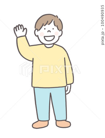 手を上げている男の子 100490935