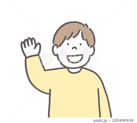 手を上げている男の子 手を上げている男の子 100490936