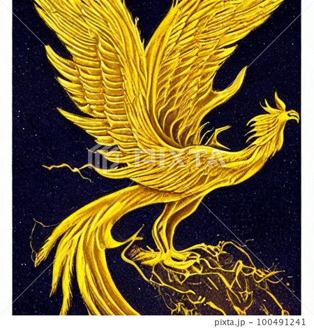 AI生成、金の鳳凰 100491241
