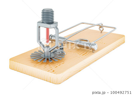 Fire Sprinkler inside mousetrap. 3D rendering 100492751