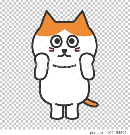 Illustration of a cat working hard Brown white cat Illustration of a cat working hard Brown white cat 100493203