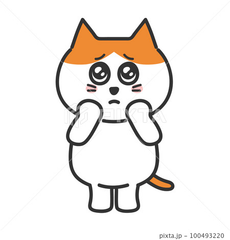 ぴえん 猫のイラスト 茶白猫 ぴえん 猫のイラスト 茶白猫 100493220