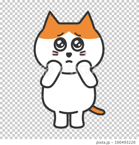 ぴえん 猫のイラスト 茶白猫 ぴえん 猫のイラスト 茶白猫 100493220