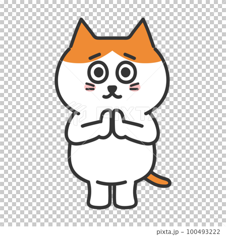 請求貓的插圖棕色白色貓 100493222