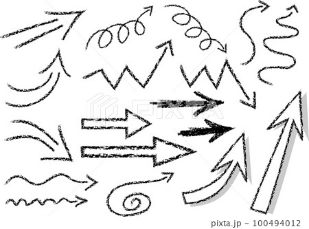 手描き風のモノクロ矢印右 100494012