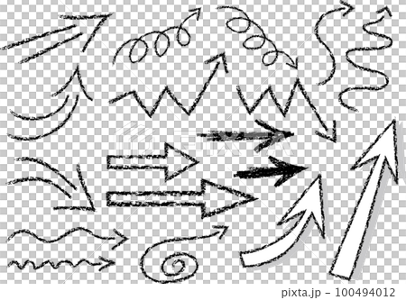 手描き風のモノクロ矢印右 100494012