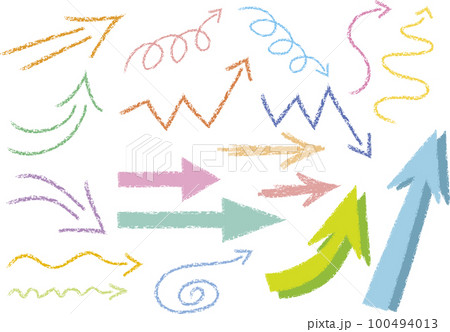 手描き風のカラフルな矢印右 100494013