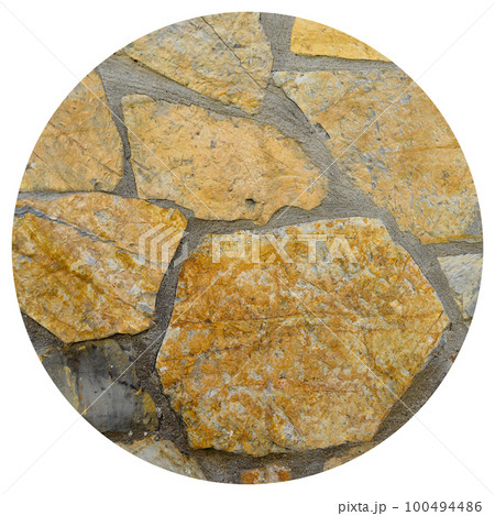 Sturdy yellow and beige cut stone wall, seamless lined up 100494486