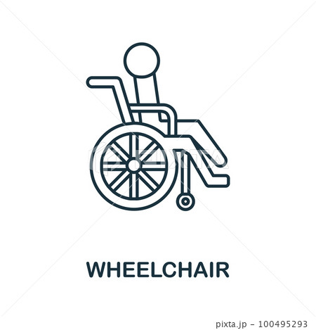 Wheelchair line icon. Simple element from healthcare collection. Creative Wheelchair outline icon for web design, templates, infographics and more 100495293