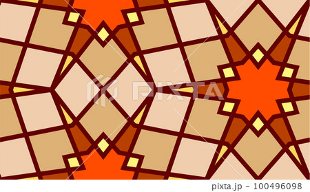 Arabic seamless girih pattern with classic islamic culture ornament. Colorful tiled background with shadow. Arabic seamless girih pattern with classic islamic culture ornament. Colorful tiled background with shadow. 100496098