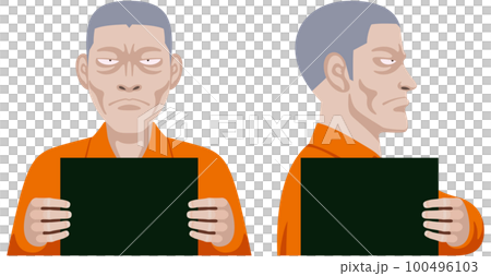 一名罪犯的正面和側面被身份識別板拍照 100496103