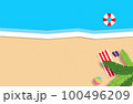 Summer concept. Gold sandy beach, sea and relax places. Handmade, paper composition. 100496209