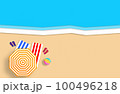 Summer concept. Gold sandy beach, sea and relax places. Handmade, paper composition. 100496218