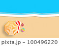 Summer concept. Gold sandy beach, sea and relax places. Handmade, paper composition. 100496220