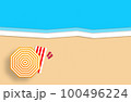 Summer concept. Gold sandy beach, sea and relax places. Handmade, paper composition. 100496224