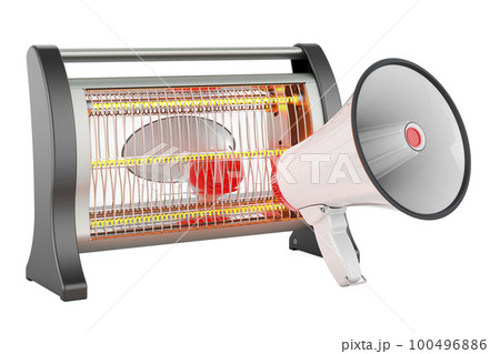 Megaphone with halogen heater, 3D rendering Megaphone with halogen heater, 3D rendering 100496886