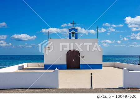 Ermita de la Virgen del Pino chapel in Puerto Lajas, Fuerteventura Islands Ermita de la Virgen del Pino chapel in Puerto Lajas, Fuerteventura Islands 100497620