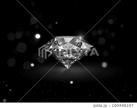 Dazzling diamond on black background with abstract lights. 3d render 100498107